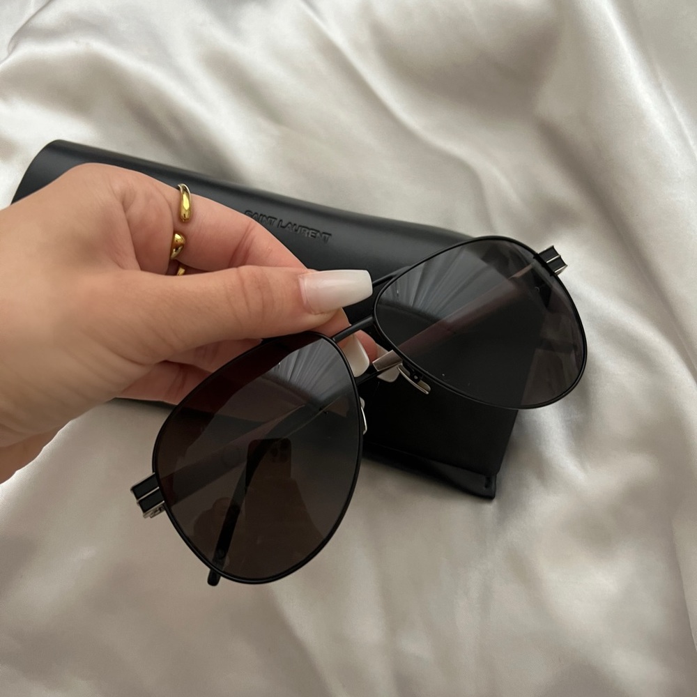 YSL Sleek Blacked-Out Aviator Sunglasses
